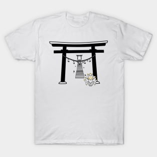Black Kitsune Shrine Stairs T-Shirt